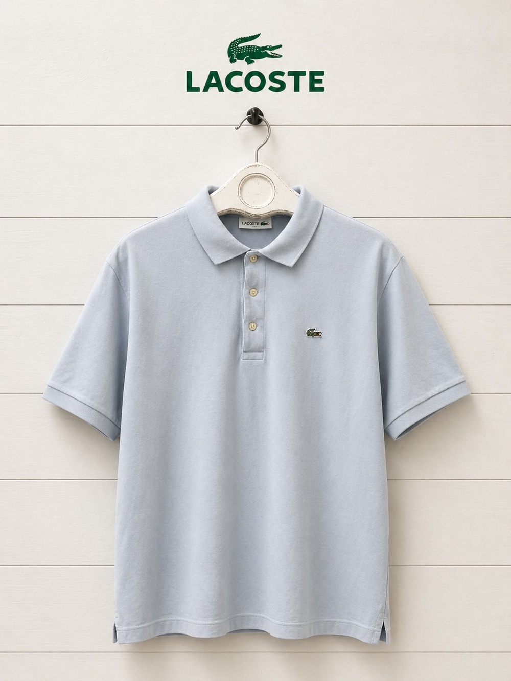 LACOSTE Light Blue Polo Shirt Size 8/3XL Slim Fit run Small